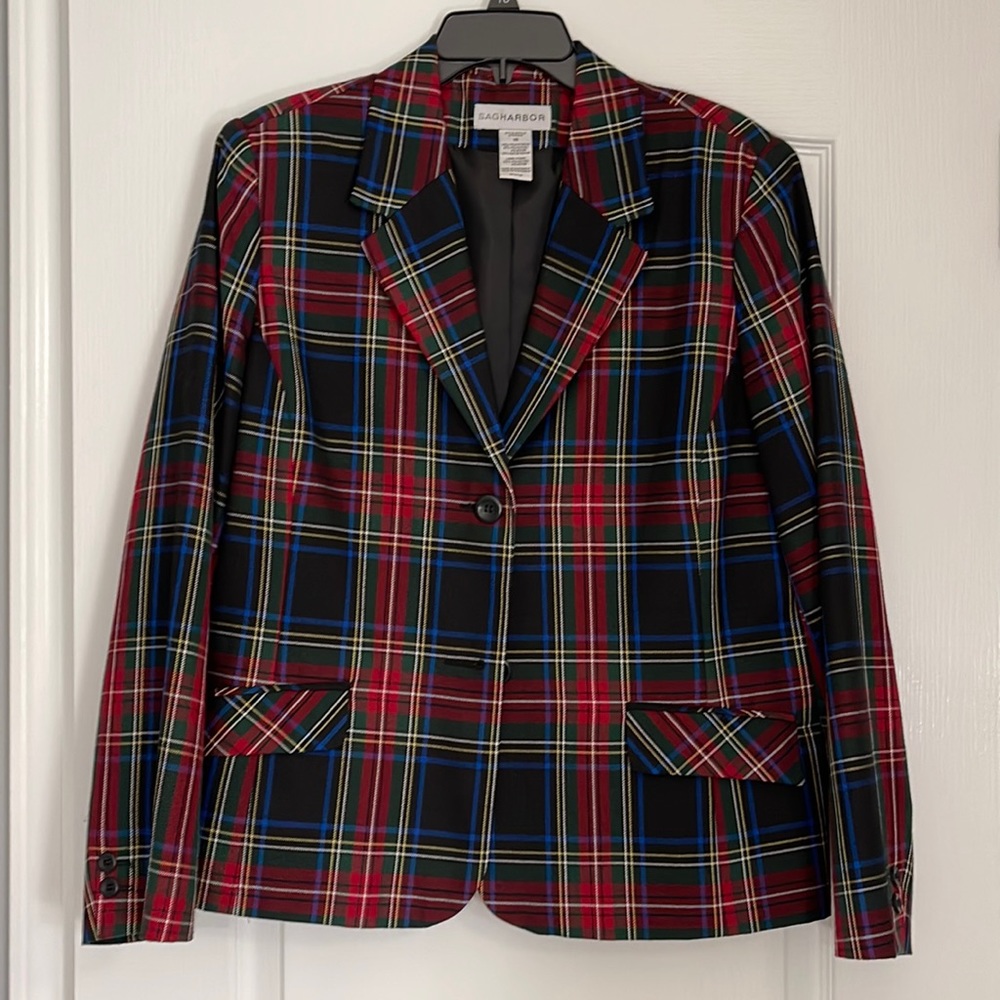 Sag Harbor Plaid Blazer Size 16